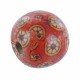 Houten kraal met vintage print 19mm Rood bruin